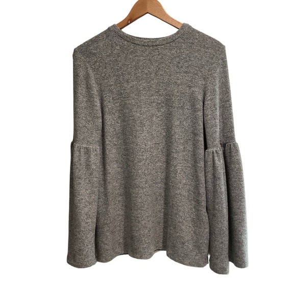 Zara Trafaluc Women’s Sweater Blouse Bell Sleeve Heather Gray - Picture 1 of 10